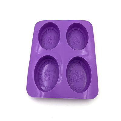 Couleur pourpre de forme ovale durable de moule de savon de silicone de cavité réutilisable de 4 cavités