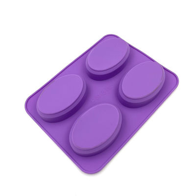 Couleur pourpre de forme ovale durable de moule de savon de silicone de cavité réutilisable de 4 cavités